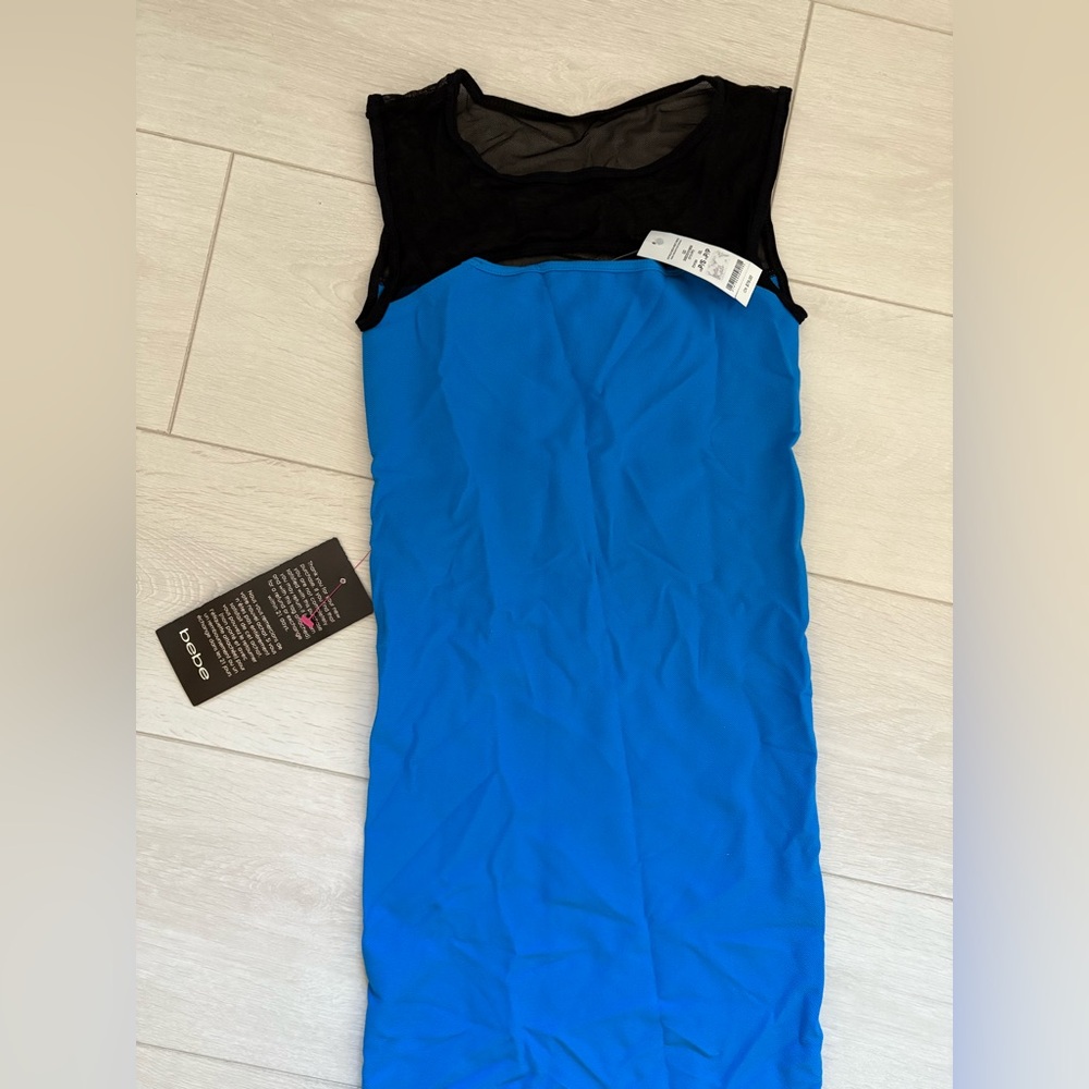 Bebe mini dress - black and blue - New with tags size small.